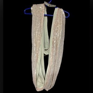 Sparkling Rose Gold Sequin Infinity Scarf W Matching Square Bangle